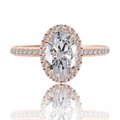 2.40Ct Oval Simulated  In 14K Rose Gold Vintage Classic Halo Engagement Ring • $407.24