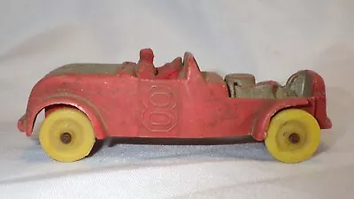 Vintage 1950s Auburn Rubber Red Race Car #8 No. 512 - 4” Long - Made In USA • $2.99