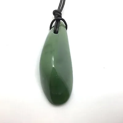 $47.96 • Buy Siberian Jade Pebble Pendant Green Nephrite Jade Polished Gem Stone Necklace #98