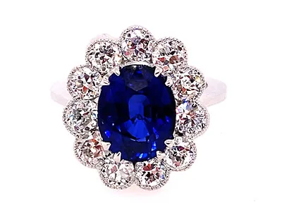 Vintage Diamond Sapphire Ring 7ct GIA F-VS Princess Di Engagement Platinum Deco • $1
