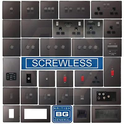 £10.95 • Buy BG Nexus Black Nickel Screwless Flatplate Switches & Sockets Black Inserts 