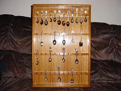 Oak Collector Spoon Display Case Rack Hold 48 Showcase B1 • $49.95