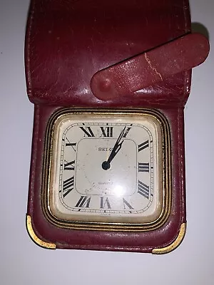 Vintage Seiko Quartz Travel Clock With Leather Cover • $15