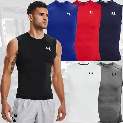 Under Armour Men's UA HeatGear Compression Shirt Sleeveless Tank Top 1361522 • $21.99