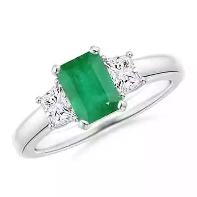 ANGARA Emerald And Diamond Three Stone Ring For Women Girls In 14K Solid Gold • $1908.72