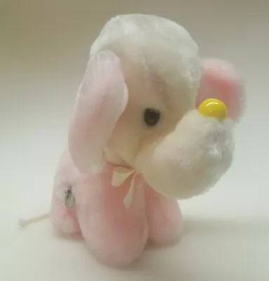 Vtg 1960s EDEN Pink Elephant Plush Wind Up Musical Head Moves Yellow Nose Rare • $94.99