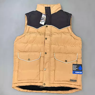 CINCH Quilted Vest Men's Sz S Gold/Brown MWV1578001 (New) • $44