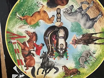 Vintage 1988 Waddingtons 500 Piece Circular HORSES Jigsaw Puzzle Complete • £7