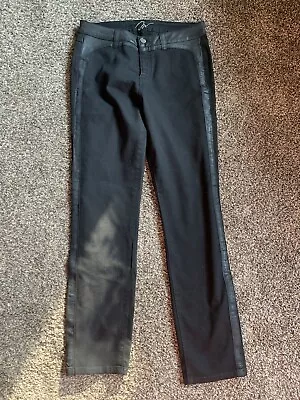 Miraclebody Womens Size 8 Straight Leg Jeans High Rise Black Chap Leather Detail • $27.95