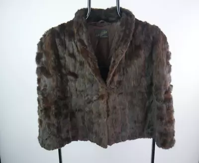 Vintage Smith & Sons Real Fur 1960's Costume Cape Coat Shawl Clasp Shrug Size L • $30.82