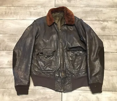 Vintage Vietnam Era G-1 US NAVY Naval Cockpit Bomber Flight Leather Jacket 40 • $679.98