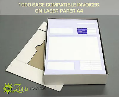 1000 SAGE COMPATIBLE INVOICE ON LASER PAPER A4 210 X 297mm • £30.49