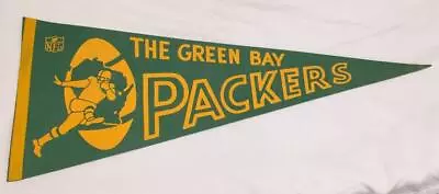 1960's Green Bay Packers Pennant W/ State Of Wisc And Rusher W/ Ball • $149.99