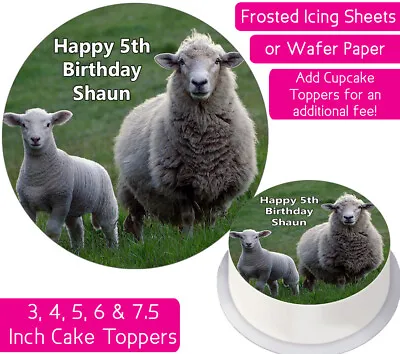 Sheep Edible Wafer & Icing Personalised Cake Topper Decoration Bday Farm Animal • £2.25