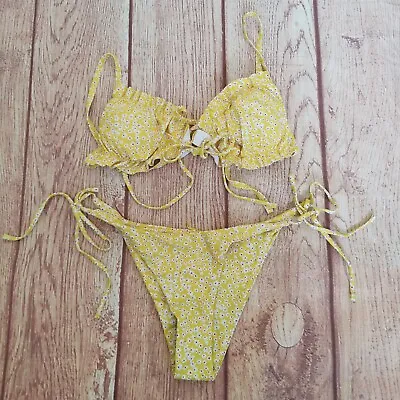 $18.28 • Buy BNWT Zaful Size XL (14) Yellow Floral Frill Bikini