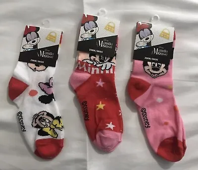 Disney Minnie Mouse Pack Of 3 Socks Different Designs • £3.99