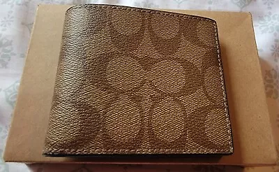 Coach Mens Brown Signiture Canves Wallet • $53.99