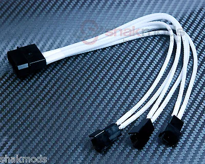 Shakmods 4pin Molex To 3x 3pin Fan 5v Y Adapter 20cm Power Cable White Sleeved • $7.46
