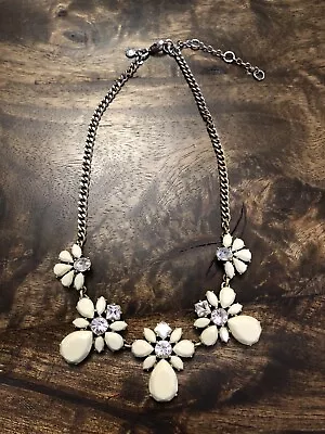 J Crew Gold Tone Off White And Rhinestone Adjustable Length Statement Necklace • $15