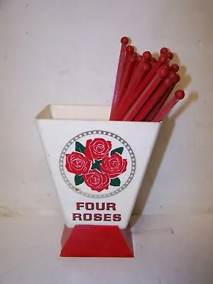 Vintage Four Roses Whiskey Stirs STIRRERS And Holder • $39.99