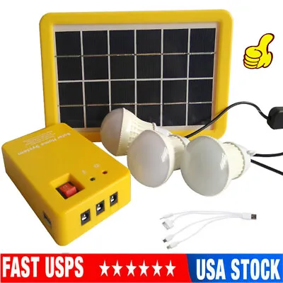 $39.99 • Buy Solar Panel Kit Power Generator Portable Battery Power Bank Outlet W/ 3 Bulbs US