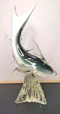 Murano Glass Shark - 11.5 Inches Tall - Grey • £30