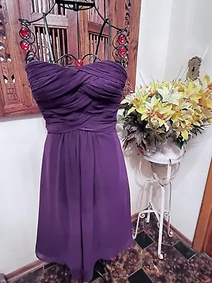 MONIQUE LHUILLIER Bridesmaid Dress Strapless Ruched Chiffon Purple Aubergine • $20