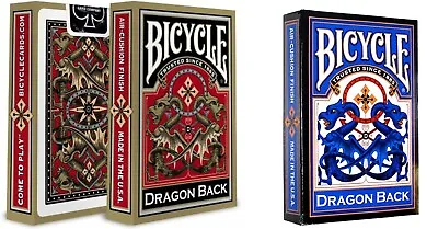 2 Deck Set Bicycle Vintage DRAGON BACK 1 GOLD & 1 BLUE Playing Cards Double Back • $12