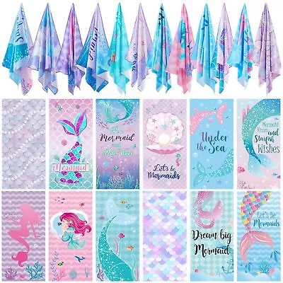 12 Pcs Mermaid Beach Towels Bulk Mermaid Tail Bath Towel 28 X 59 Inch Oversiz... • $82.91