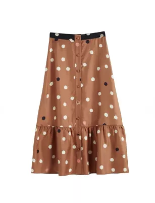 Chinti Parker Ginger Painted Spot Silk Twill Skirt US4/UK8 NWT • $230