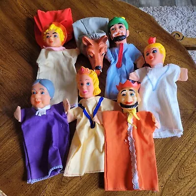 Vintage Lot Of 7 German Hand Puppets Red Riding Hood Wolf Hunter King Queen • $49.99