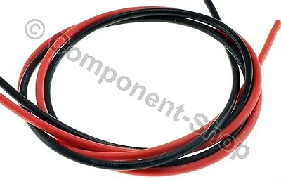 12AWG Silicone Wire. Super Flexible High Temperature 1m Red & 1m Black UK Seller • £3.99