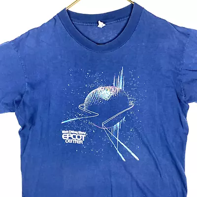 Vintage Disney World Epcot Center T-Shirt Large Blue Single Stitch 80s • $44.99