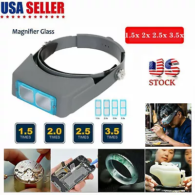 Headband Magnifier Glass Magnifying Visor Headband 4 Lens Reading Testing Repair • $20.30