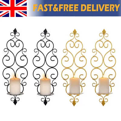 2PCS Wall Mounted Iron Candle Sconces Holders For Bedroom Dining Room Wall Decor • £20.29