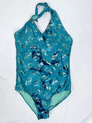 Justice Girl Size 16 Blue Mermaid One Piece Swimsuit Halter • $9.50