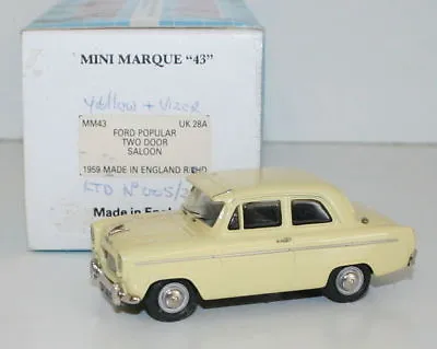 Minimarque 1/43 Uk28a - 1959 Ford Popular Two Door Sallon - Yellow - With Visor • $187.99