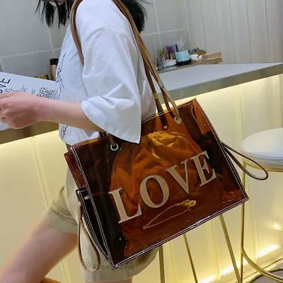 Bag Women Handbag Transparent Jelly Large Capacity PVC Clear Beach Shoulder Bag • $32.99