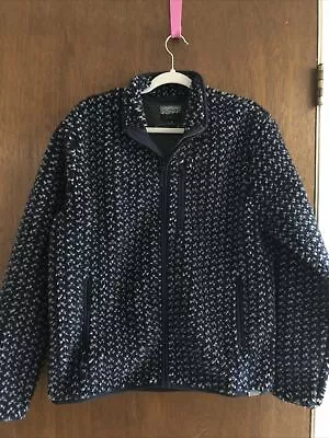 J Crew Men’s M Nordic Collection Sherpa Fleece Full Zip Blue Pattern Jacket • $150