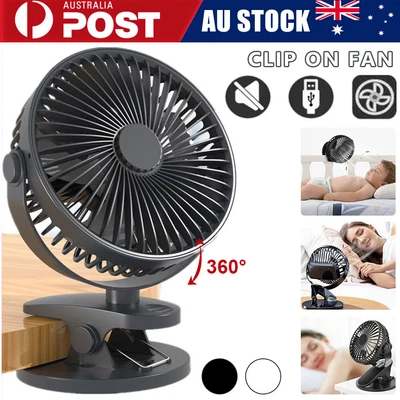 $11.50 • Buy Portable 360° Mini Fan Travel Rechargeable USB Clip On Desk Fan Car AU