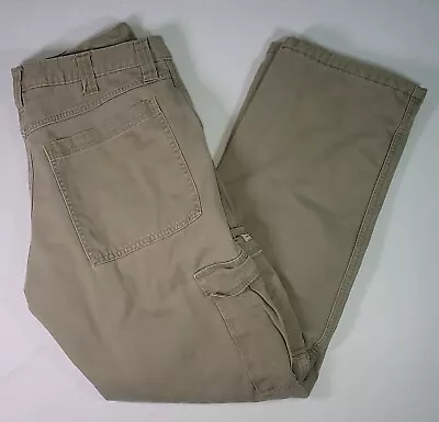 WRANGLER MEN'S CARGO PANTS 34x32 (34X30 Actual) Beige Solid FLEECE INSULATED • $19.95