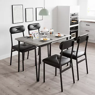 5Pcs Dining Set Kitchen Room Table Set Dining Table And 4 Chairs Black • $143.44