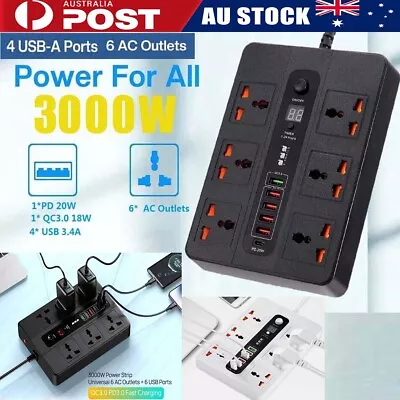 QC USB Charging Power Board 6 Way Outlets Socket Charger Ports Surge Protector • $26.59