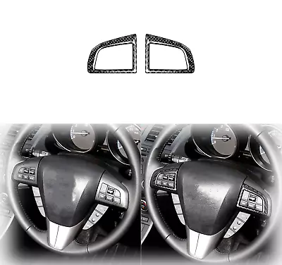 Real Carbon Fiber Interior Steering Wheel Button Cover Trim For Mazda 3 • $14.12