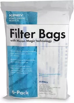 6 Pack Kirby F Style & Twist Filter Vacuum Bags Micron Magic Technology 204811 • $14.95