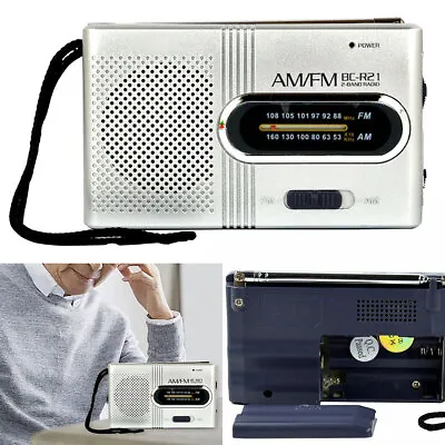 Portable Travel AM FM Radio Battery Powered Mini Pocket Built-in Speaker Stereo • £6.79