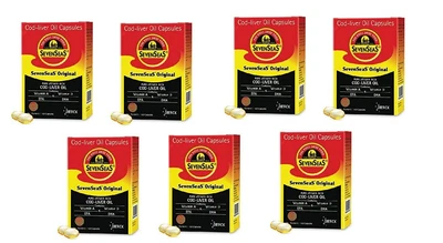 $67.99 • Buy Original Seven Seas Cod Liver Fish Oil Capsules 100 Capsules Pack Of 7 Vitamins