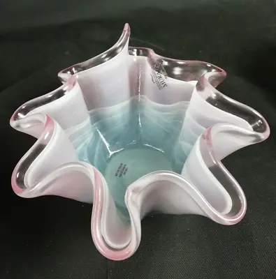Murano Handkerchief Art Glass Vase With Original Label Z316 • £40
