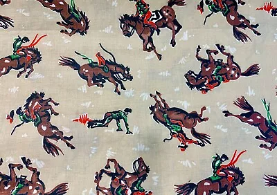 NEW Horse Racing Cotton Fabric - 1 Yd - Jockey Brown • £3.86