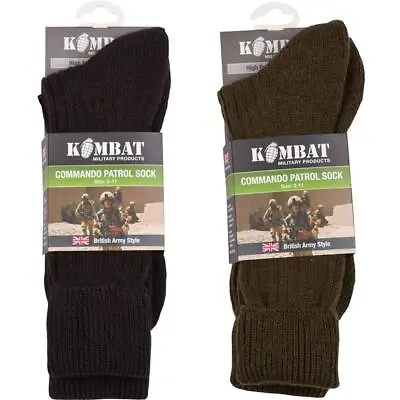 Kombat British Army Style Military Patrol Sock Combat Commando Thermal Size 6-11 • £7.95